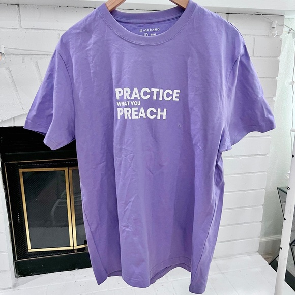 Practice What You Preach Printed Logo Giordano Shirt - Picture 1 of 4
